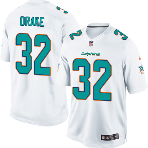 Men's Limited Kenyan Drake Nike Jersey White Road - #32 NFL Miami Dolphins